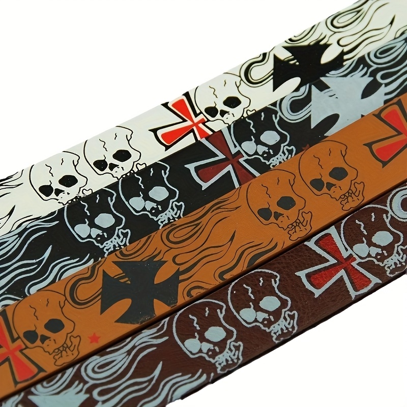 Men's Skull Print Belt with Buckle